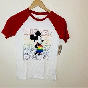Disney Raglan Rainbow Mickey Mouse Tee Size: L